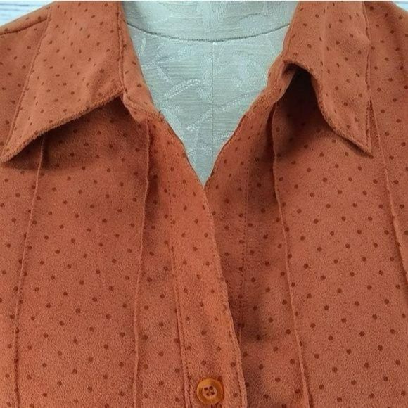 Ms. Lee Women's Vintage 90's Orange Button Down Long Sleeve Blouse Size XL - Picture 2 of 8